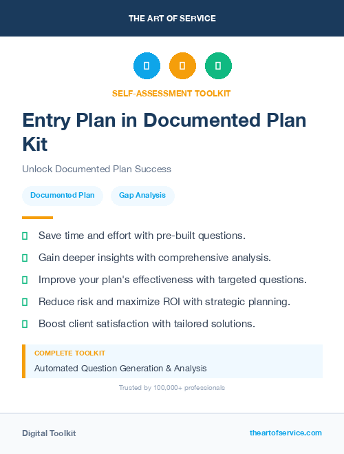 Entry Plan in Documented Plan Kit