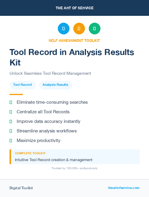 Tool Record in Analysis Results Kit
