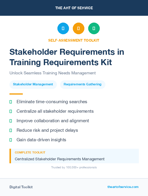 Stakeholder Requirements in Training Requirements Kit