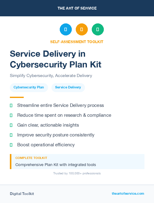 Service Delivery in Cybersecurity Plan Kit