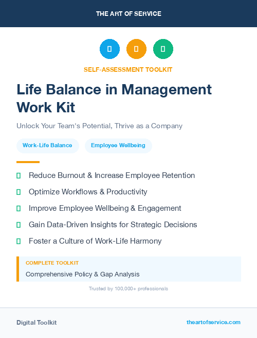 Life Balance in Management Work Kit