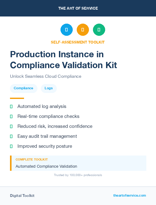 Production Instance in Compliance Validation Kit