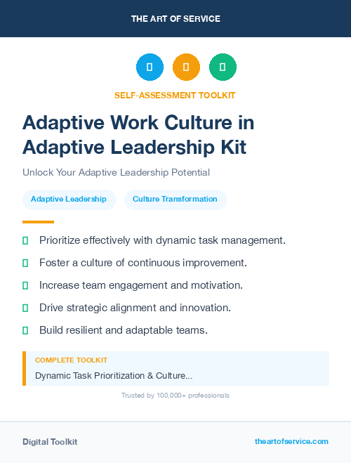 Adaptive Work Culture in Adaptive Leadership Kit