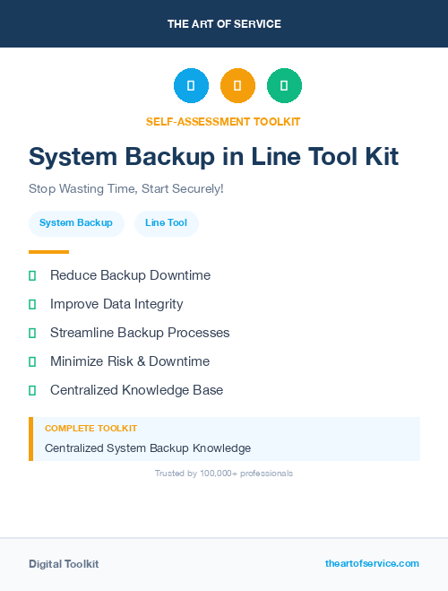 System Backup in Line Tool Kit