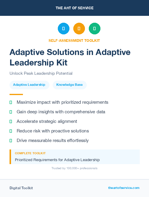 Adaptive Solutions in Adaptive Leadership Kit