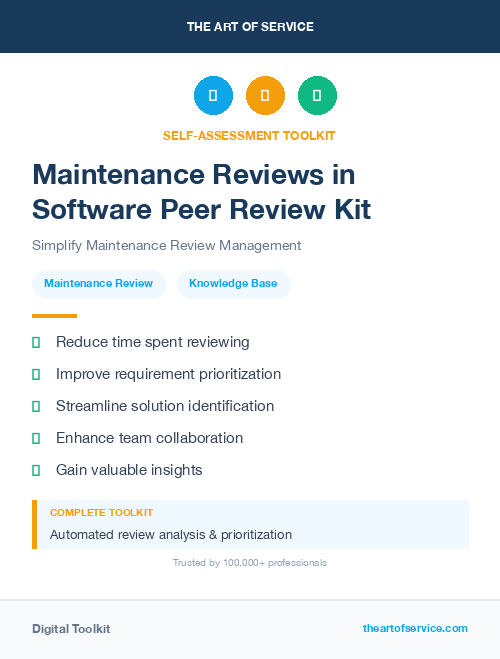 Maintenance Reviews in Software Peer Review Kit