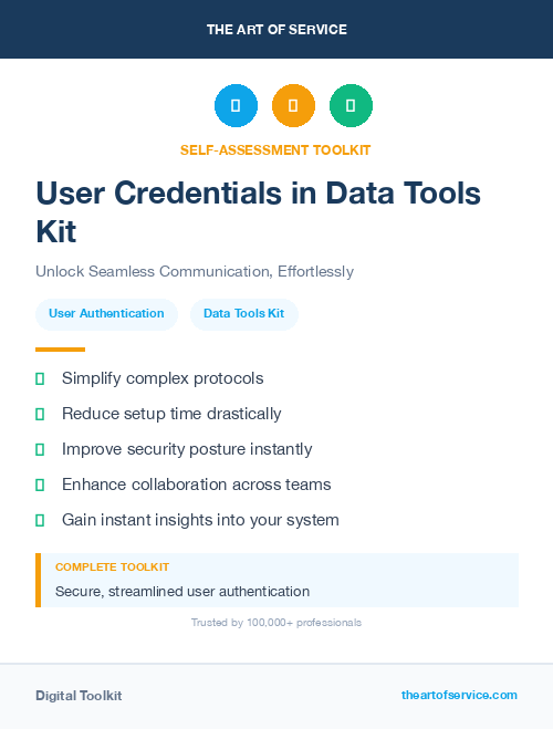 User Credentials in Data Tools Kit
