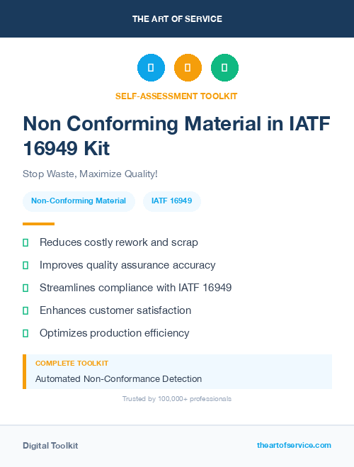 Non Conforming Material in IATF 16949 Kit