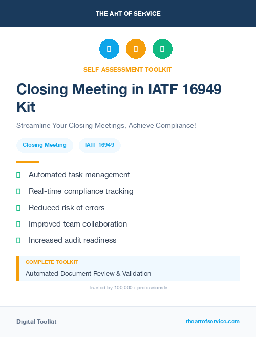 Closing Meeting in IATF 16949 Kit