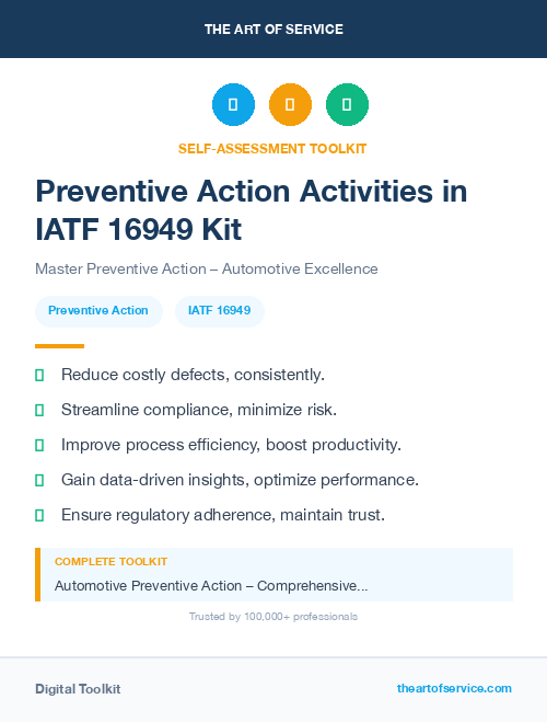 Preventive Action Activities in IATF 16949 Kit