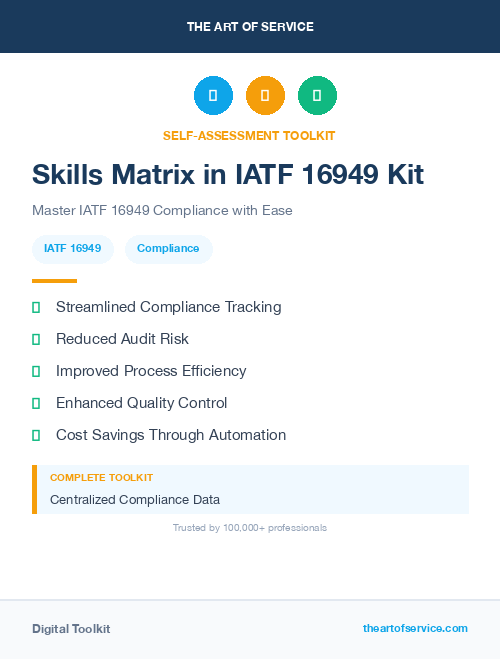 Skills Matrix in IATF 16949 Kit