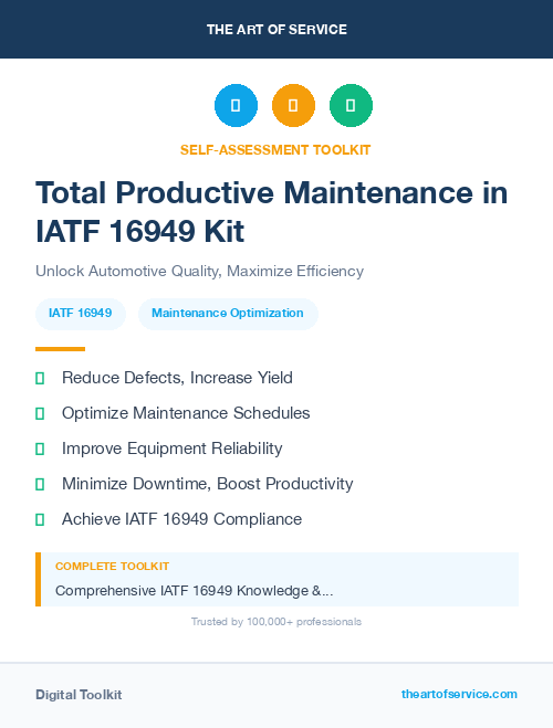 Total Productive Maintenance in IATF 16949 Kit