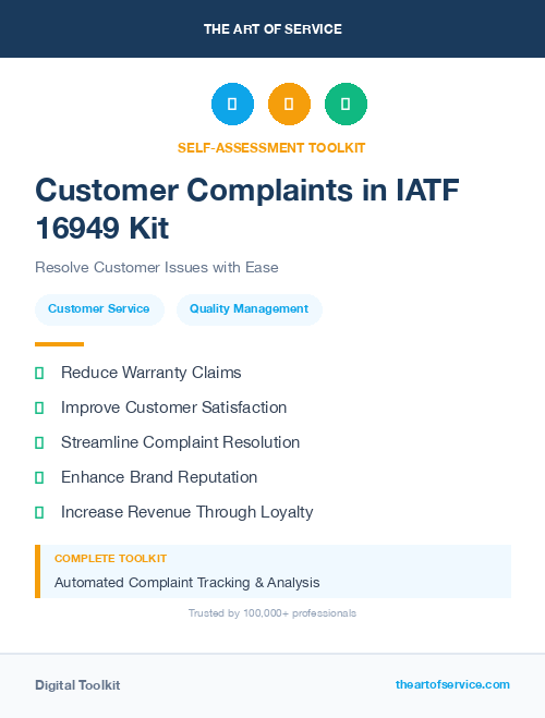 Customer Complaints in IATF 16949 Kit