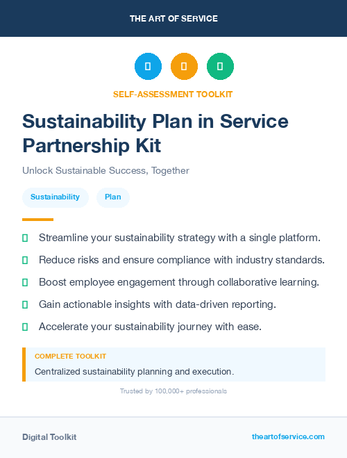 Sustainability Plan in Service Partnership Kit