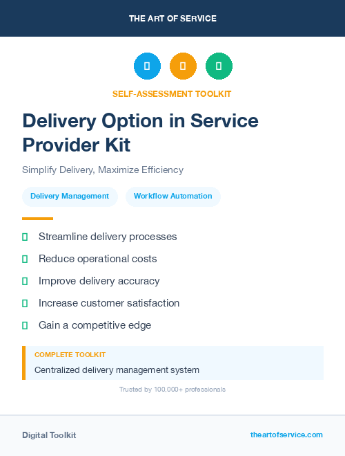 Delivery Option in Service Provider Kit