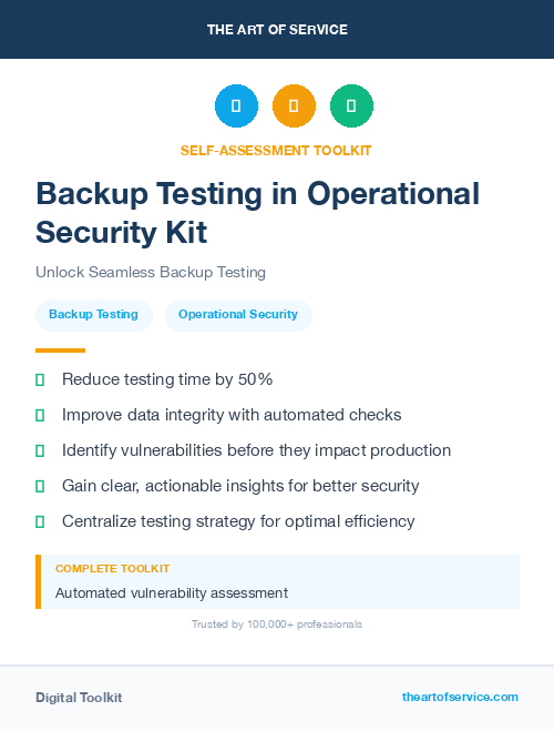 Backup Testing in Operational Security Kit