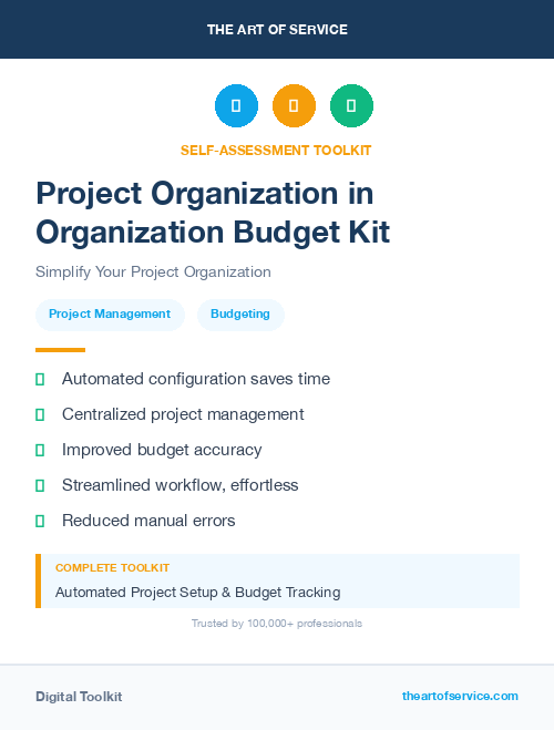 Project Organization in Organization Budget Kit