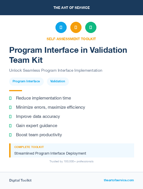 Program Interface in Validation Team Kit