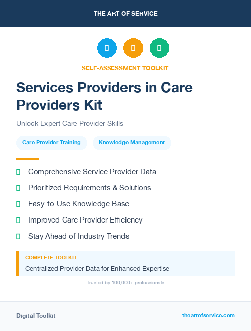 Services Providers in Care Providers Kit
