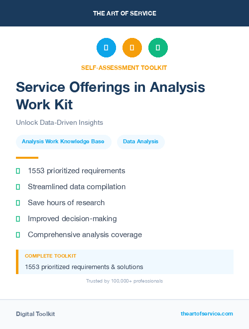 Service Offerings in Analysis Work Kit