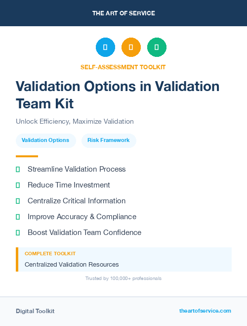 Validation Options in Validation Team Kit