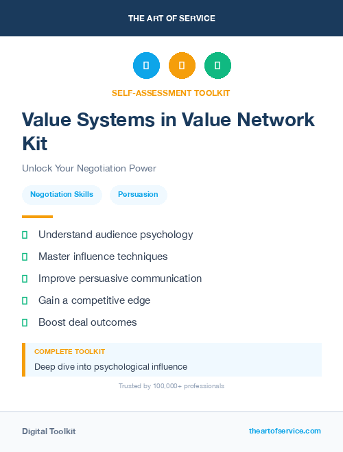 Value Systems in Value Network Kit