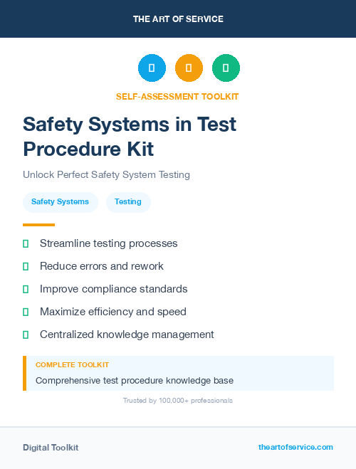 Safety Systems in Test Procedure Kit