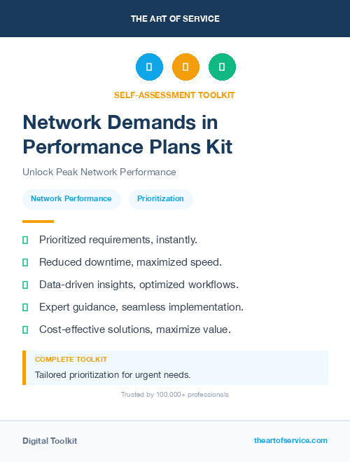 Network Demands in Performance Plans Kit