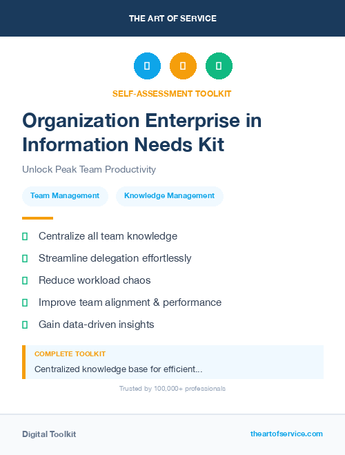 Organization Enterprise in Information Needs Kit