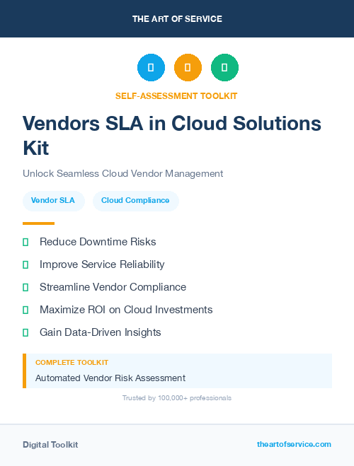 Vendors SLA in Cloud Solutions Kit