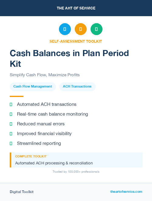 Cash Balances in Plan Period Kit
