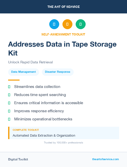 Addresses Data in Tape Storage Kit