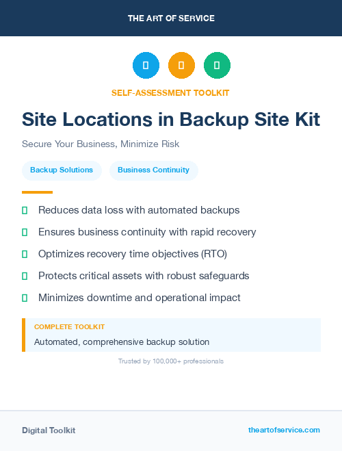 Site Locations in Backup Site Kit
