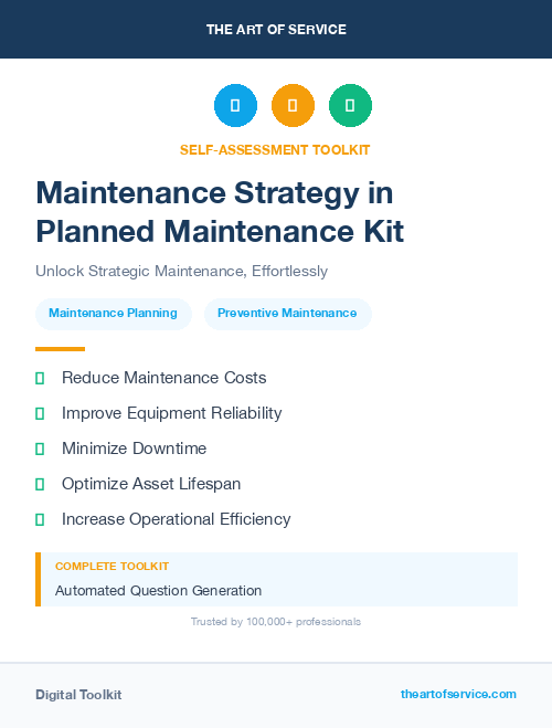 Maintenance Strategy in Planned Maintenance Kit