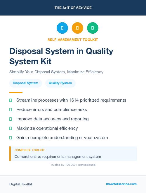 Disposal System in Quality System Kit