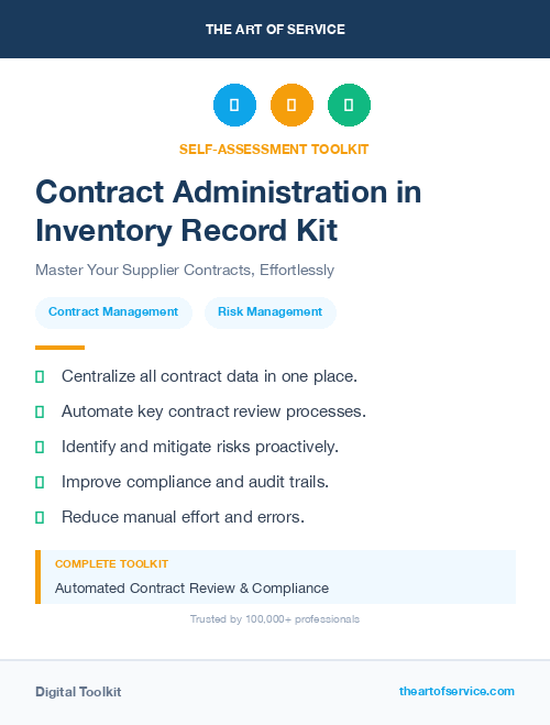 Contract Administration in Inventory Record Kit