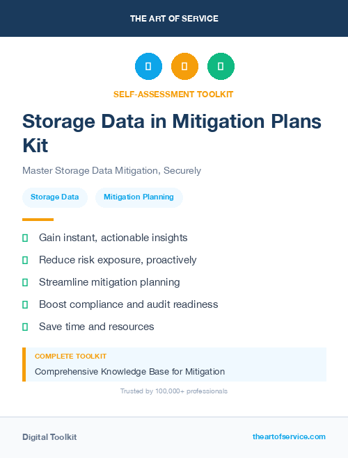 Storage Data in Mitigation Plans Kit