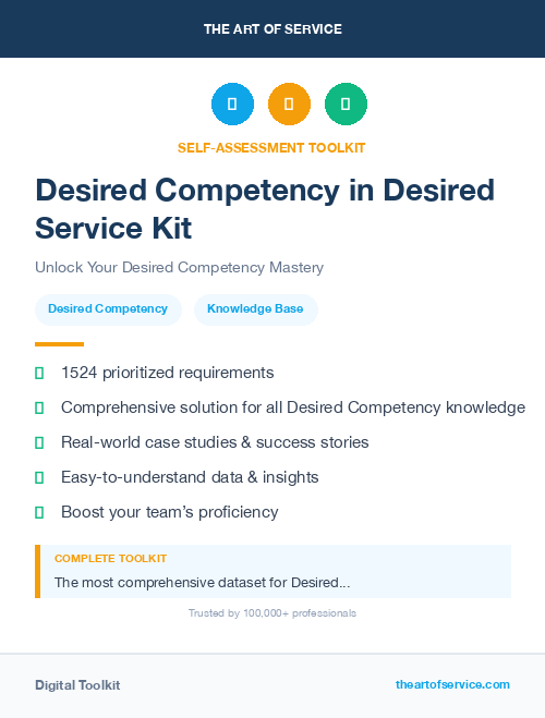 Desired Competency in Desired Service Kit