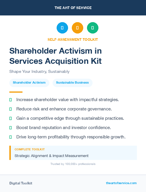 Shareholder Activism in Services Acquisition Kit