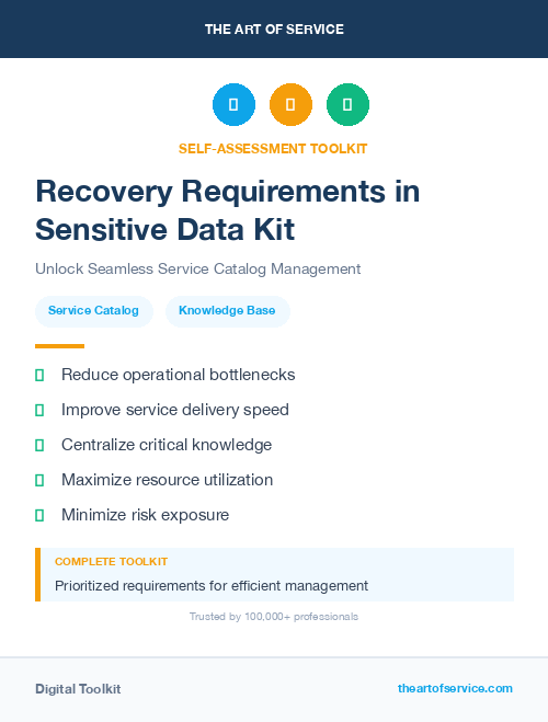 Recovery Requirements in Sensitive Data Kit