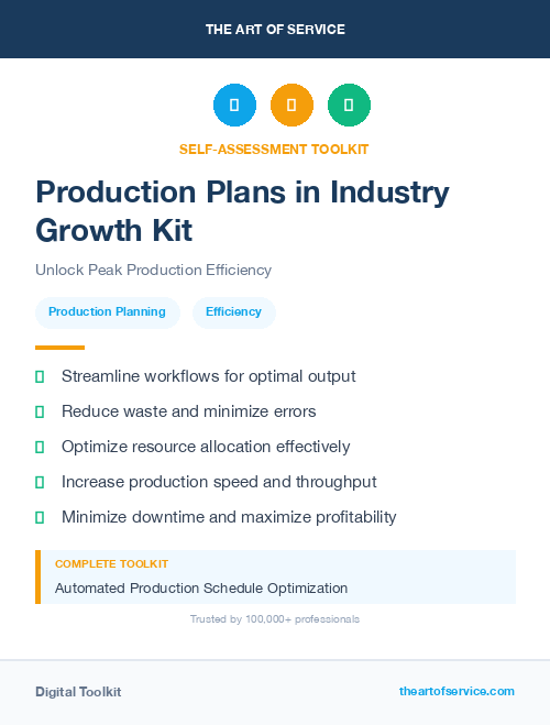 Production Plans in Industry Growth Kit