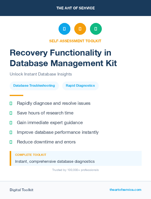 Recovery Functionality in Database Management Kit