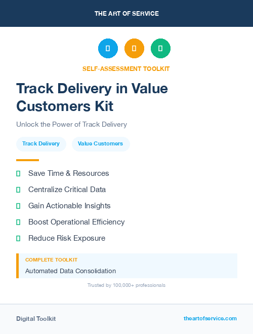 Track Delivery in Value Customers Kit