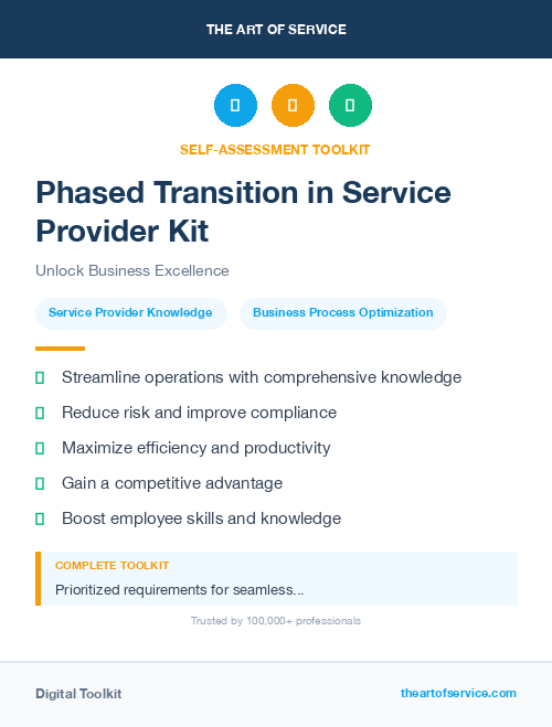 Phased Transition in Service Provider Kit