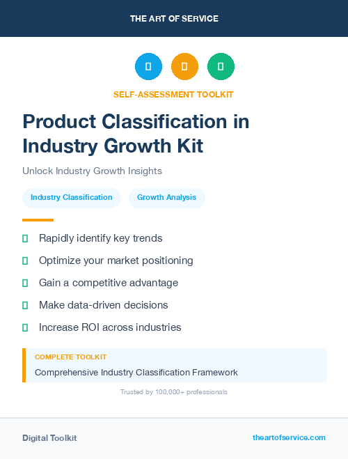 Product Classification in Industry Growth Kit
