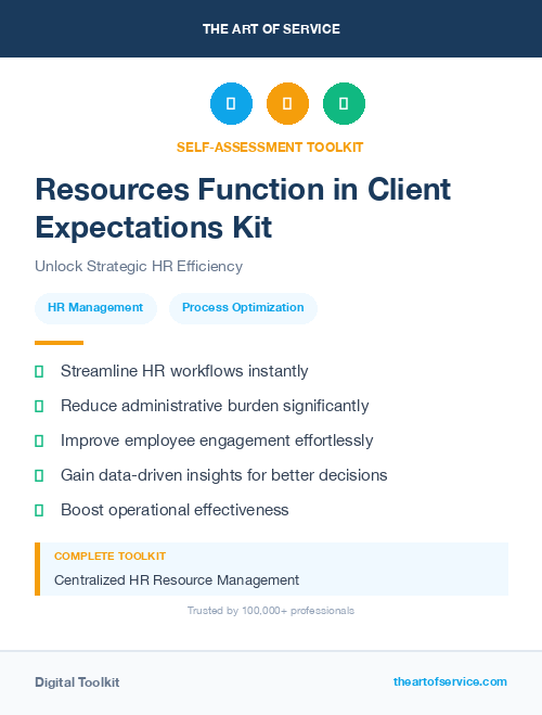Resources Function in Client Expectations Kit