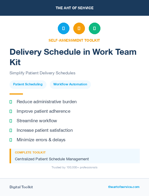 Delivery Schedule in Work Team Kit