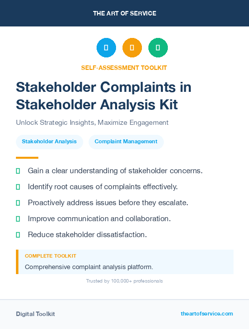 Stakeholder Complaints in Stakeholder Analysis Kit