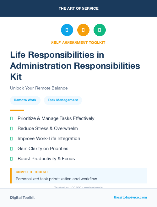 Life Responsibilities in Administration Responsibilities Kit