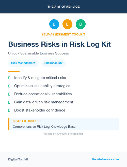 Business Risks in Risk Log Kit